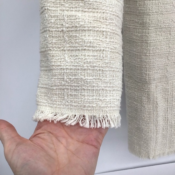 Chicos Tweed Fringe Textured Jacket Classic Business Casual Creme’ Size 0 - Picture 6 of 10